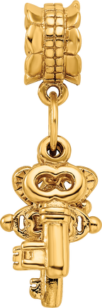 Sterling Silver Gold-Plated Dangle Bead with Three Keys Charm Polished Finish