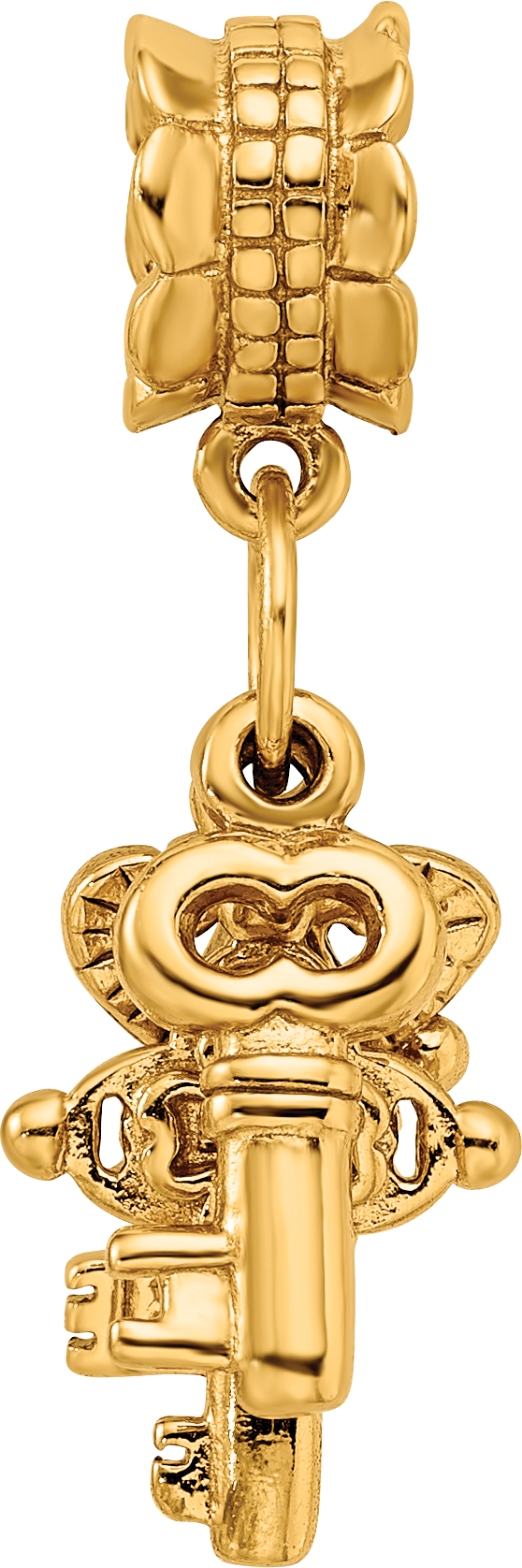 Sterling Silver Gold-Plated Dangle Bead with Three Keys Charm Polished Finish