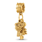 Sterling Silver Gold-Plated Dangle Bead with Three Keys Charm Polished Finish