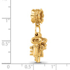 Sterling Silver Gold-Plated Dangle Bead with Three Keys Charm Polished Finish