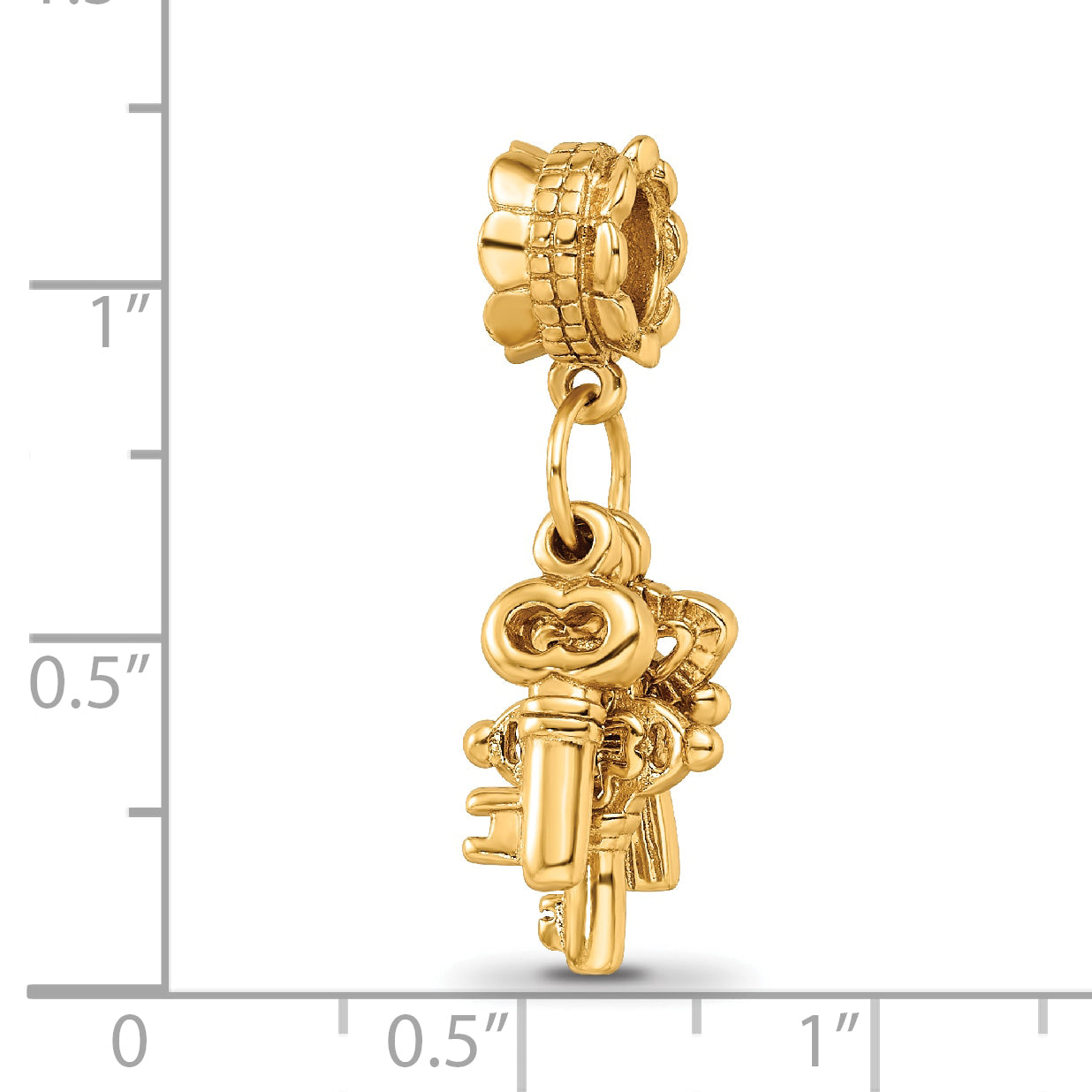 Sterling Silver Gold-Plated Dangle Bead with Three Keys Charm Polished Finish