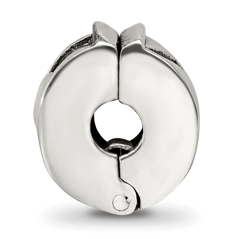 Sterling Silver 925 Hinged Heart Clip Bead with Antiqued Finish Secondary image