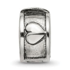 Sterling Silver 925 Hinged Heart Clip Bead with Antiqued Finish