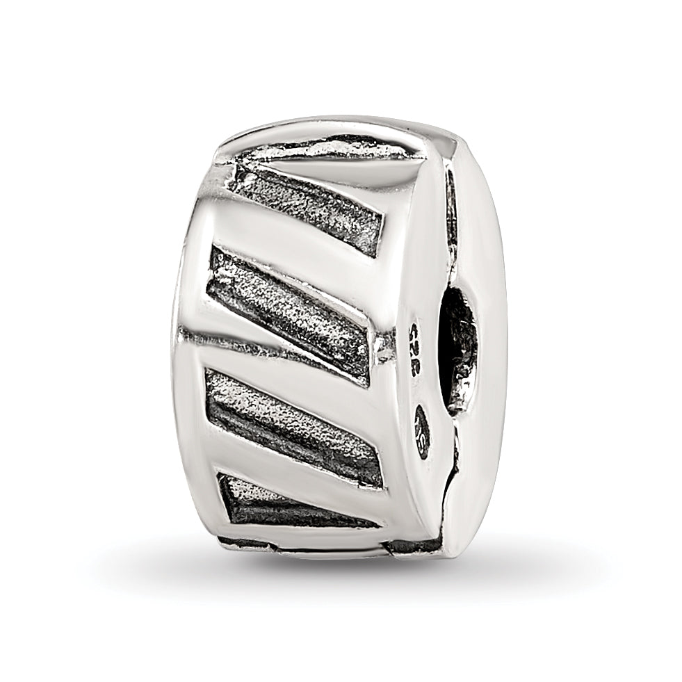 Sterling Silver 925 Hinged Heart Clip Bead with Antiqued Finish