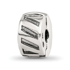 Sterling Silver 925 Hinged Heart Clip Bead with Antiqued Finish