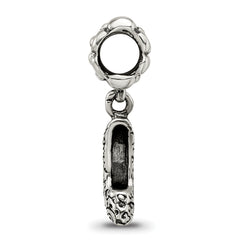 Sterling Silver 925 Dangle Bead with High Heel Charm Antiqued Finish