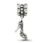 Sterling Silver 925 Dangle Bead with High Heel Charm Antiqued Finish