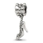 Sterling Silver 925 Dangle Bead with High Heel Charm Antiqued Finish