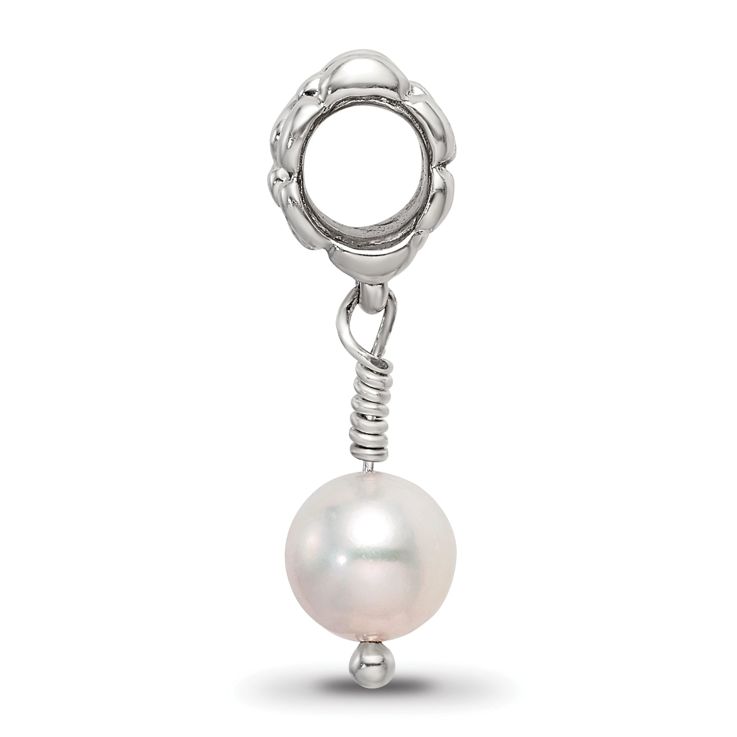 Sterling Silver Pink Freshwater Pearl Dangle Bead with Antiqued Finish