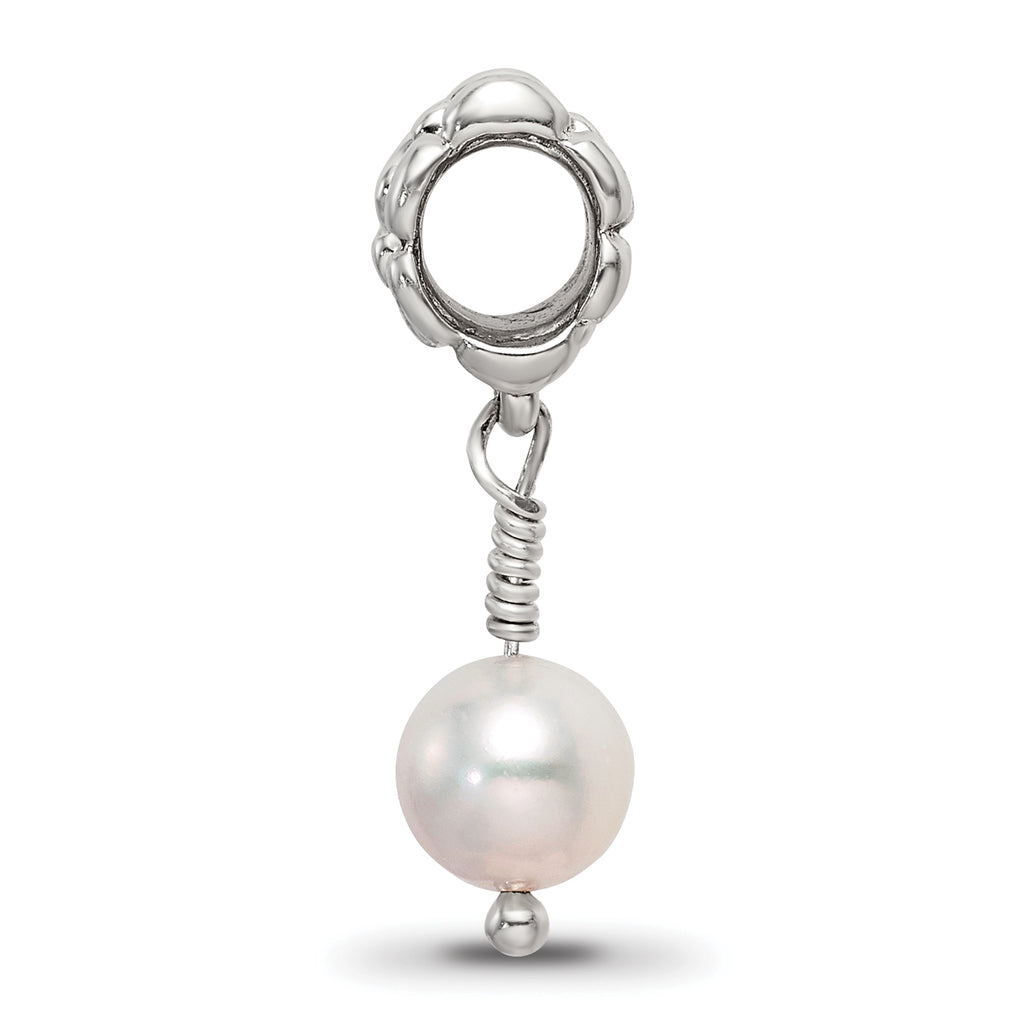 Sterling Silver Pink Freshwater Pearl Dangle Bead with Antiqued Finish
