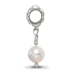 Sterling Silver Pink Freshwater Pearl Dangle Bead with Antiqued Finish