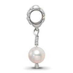 Sterling Silver Pink Freshwater Pearl Dangle Bead with Antiqued Finish