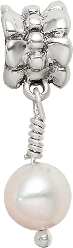 Sterling Silver Pink Freshwater Pearl Dangle Bead with Antiqued Finish