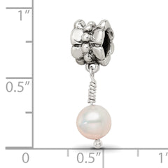 Sterling Silver Pink Freshwater Pearl Dangle Bead with Antiqued Finish