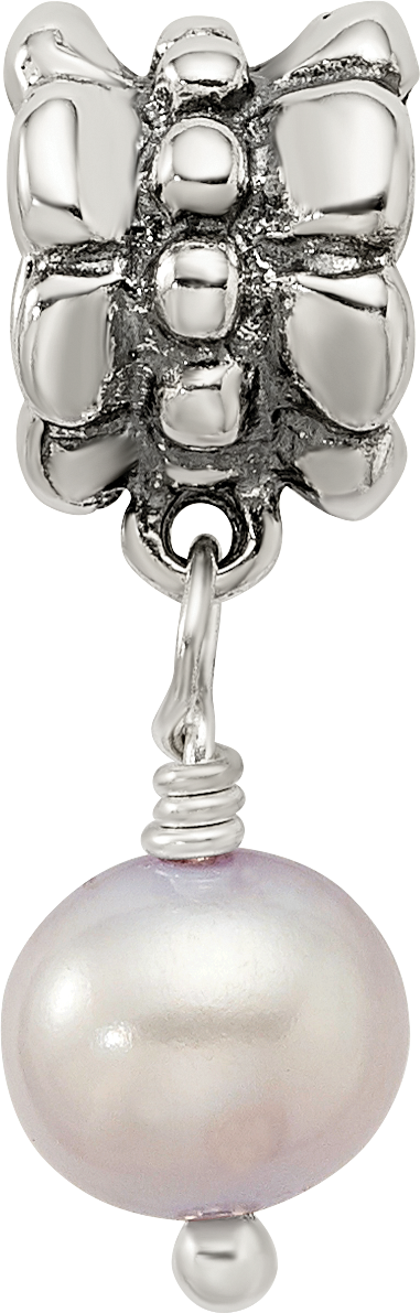Sterling Silver Freshwater Cultured Pearl Dangle Bead with Antiqued Finish
