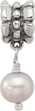 Sterling Silver Freshwater Cultured Pearl Dangle Bead with Antiqued Finish