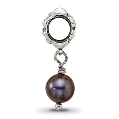 Sterling Silver Grey Freshwater Pearl Dangle Bead with Antiqued Finish