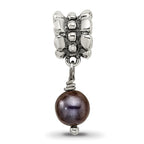 Sterling Silver Grey Freshwater Pearl Dangle Bead with Antiqued Finish