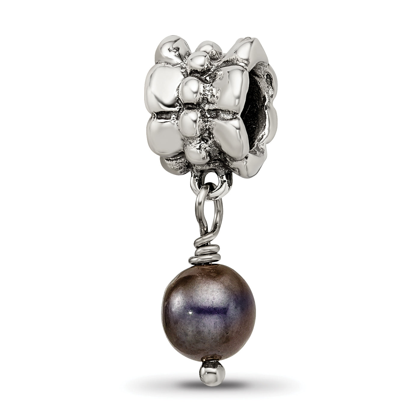 Sterling Silver Reflections Grey FW Cultured Pearl Dangle Bead Main image