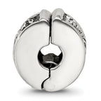 Sterling Silver 925 Floral Clip Bead with Antiqued Finish Solid Gripper Design