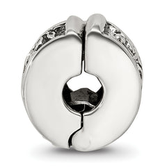 Sterling Silver 925 Floral Clip Bead with Antiqued Finish Solid Gripper Design