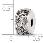 Sterling Silver 925 Floral Clip Bead with Antiqued Finish Solid Gripper Design