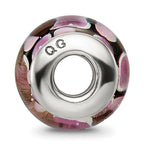 Sterling Silver Hand-Blown Purple/Black Glass Bead with Antique Finish