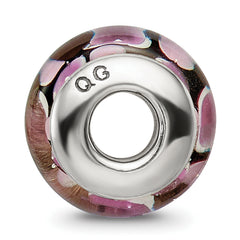 Sterling Silver Hand-Blown Purple/Black Glass Bead with Antique Finish