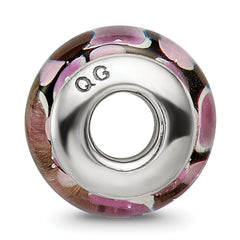 Sterling Silver Reflections Purple/Black Hand-blown Glass Bead