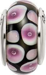 Sterling Silver Reflections Purple/Black Hand-blown Glass Bead