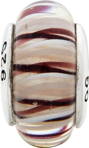 Sterling Silver 925 Hand-Blown Glass Bead with Antiqued Finish Handmade Charm Secondary image