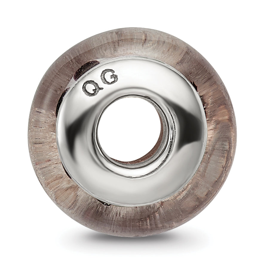 Sterling Silver Floral Hand-Blown Glass Bead with Antiqued Finish Elegant Design Secondary image
