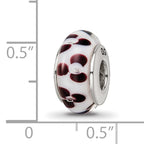 Sterling Silver Floral Hand-Blown Glass Bead with Antiqued Finish Elegant Design
