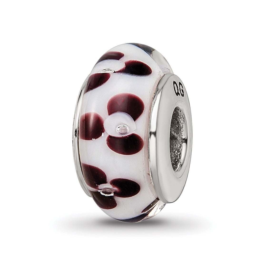Sterling Silver Reflections Brown Floral Hand-blown Glass Bead Main image