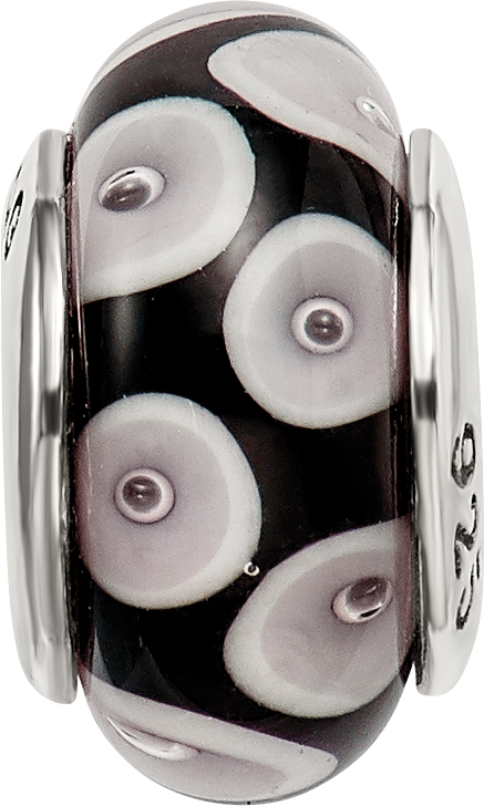 Sterling Silver Hand-Blown Glass Bead with Antiqued Finish Elegant Craftsmanship