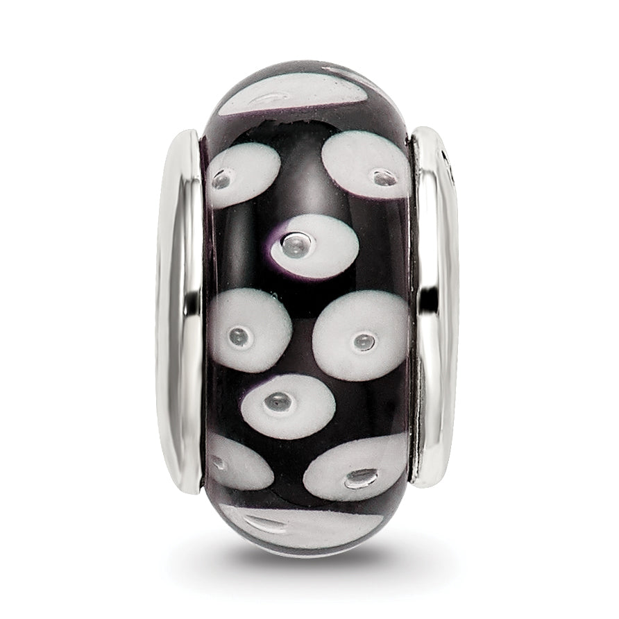 Sterling Silver 925 Hand-Blown Glass Bead with Antique Finish Elegant Design