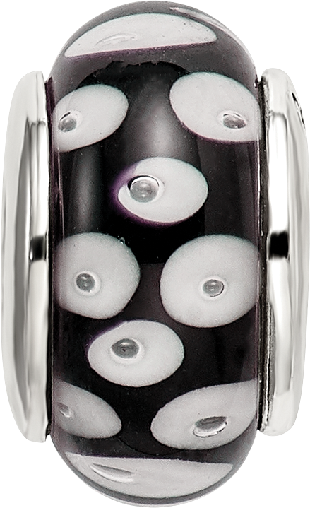Sterling Silver 925 Hand-Blown Glass Bead with Antique Finish Elegant Design