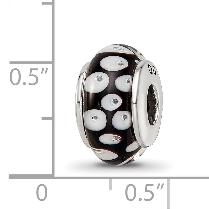 Sterling Silver 925 Hand-Blown Glass Bead with Antique Finish Elegant Design