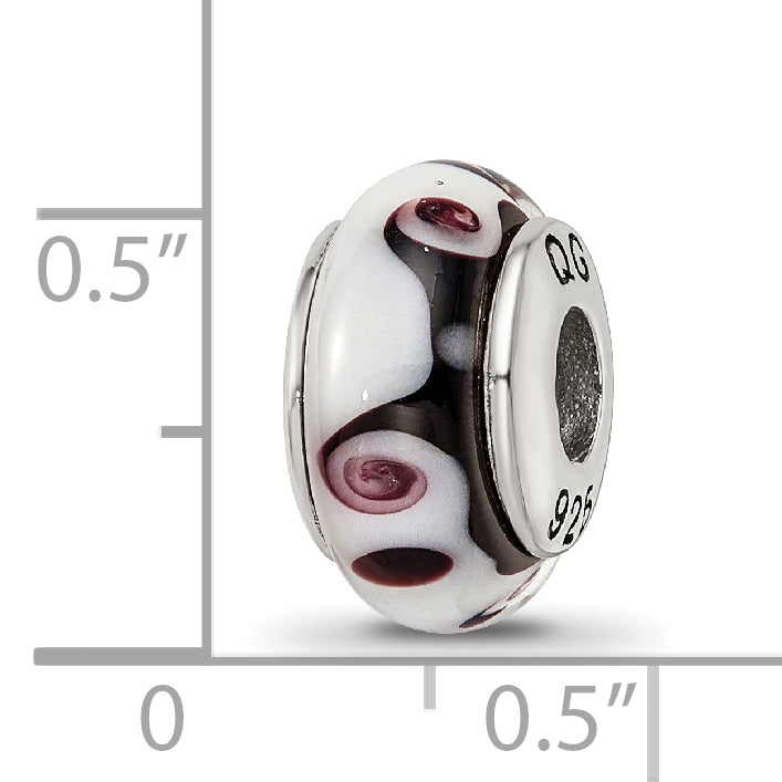 Sophia Jewelers Sterling Silver Hand-Blown Glass Bead with Antiqued Finish