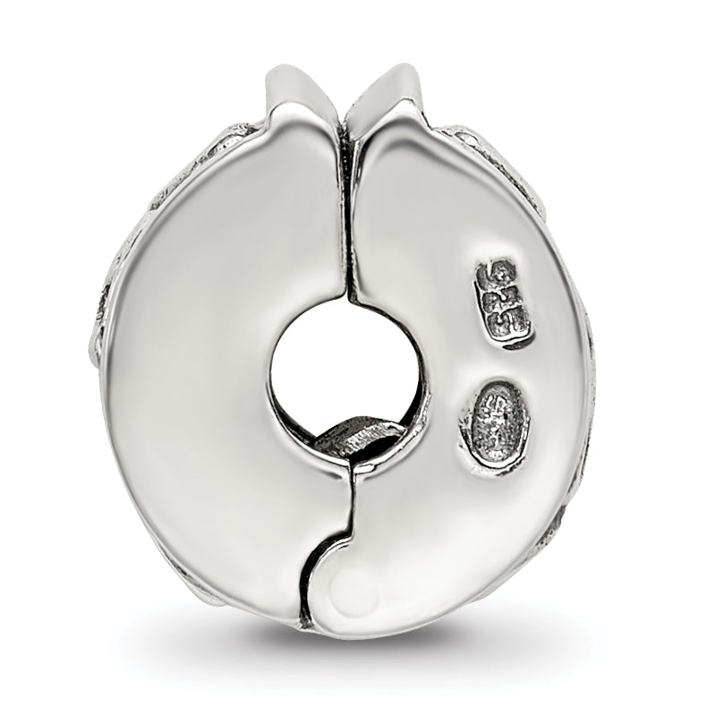 Sterling Silver 925 Hinged Hearts Clip Bead with Antiqued Finish Secondary image