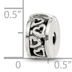 Sterling Silver 925 Hinged Hearts Clip Bead with Antiqued Finish