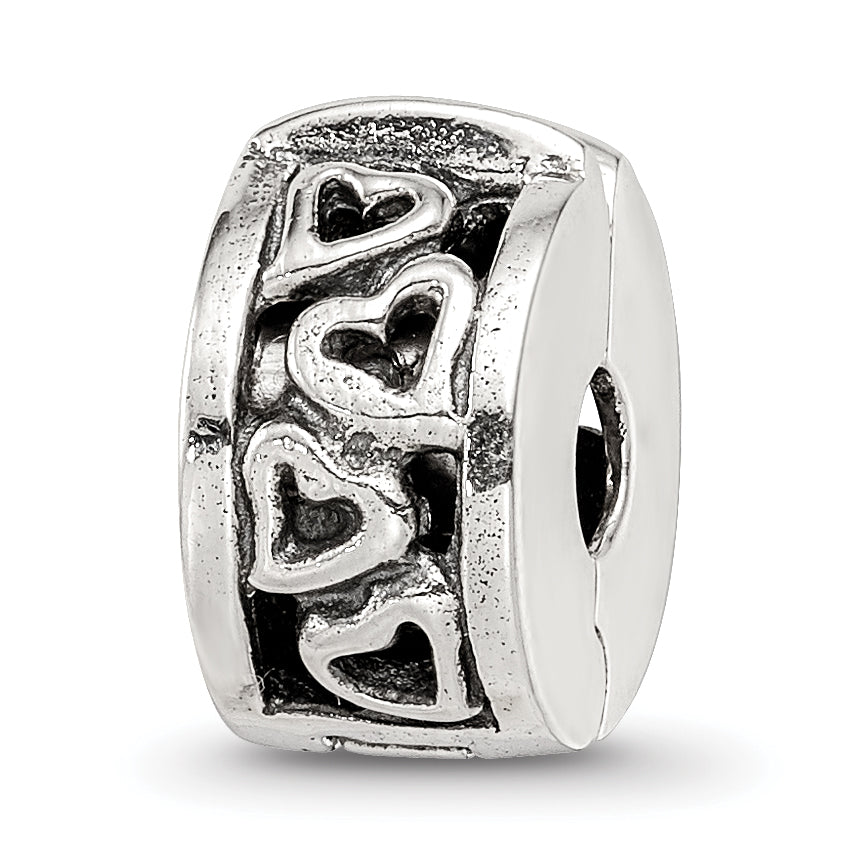 Sterling Silver Reflections Hinged Hearts Clip Bead Main image