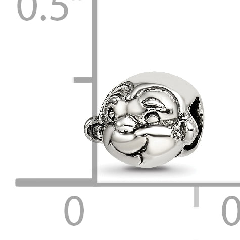 Sterling Silver 925 Kids Monkey Bead with Antiqued Finish Solid Design