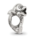 Sterling Silver 925 Kids Dolphin Bead with Antiqued Solid Finish