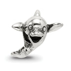 Sterling Silver 925 Kids Dolphin Bead with Antiqued Solid Finish