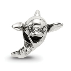Sterling Silver 925 Kids Dolphin Bead with Antiqued Solid Finish