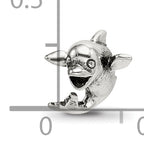 Sterling Silver 925 Kids Dolphin Bead with Antiqued Solid Finish
