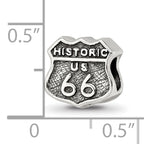 Sterling Silver 925 Route 66 Bead with Antiqued Finish Vintage Charm