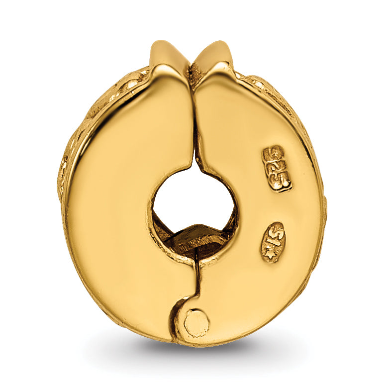 Sterling Silver Gold-Plated Hinged Hearts Clip Bead with Polished Finish Secondary image