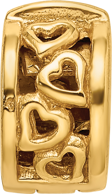 Sterling Silver Gold-Plated Hinged Hearts Clip Bead with Polished Finish